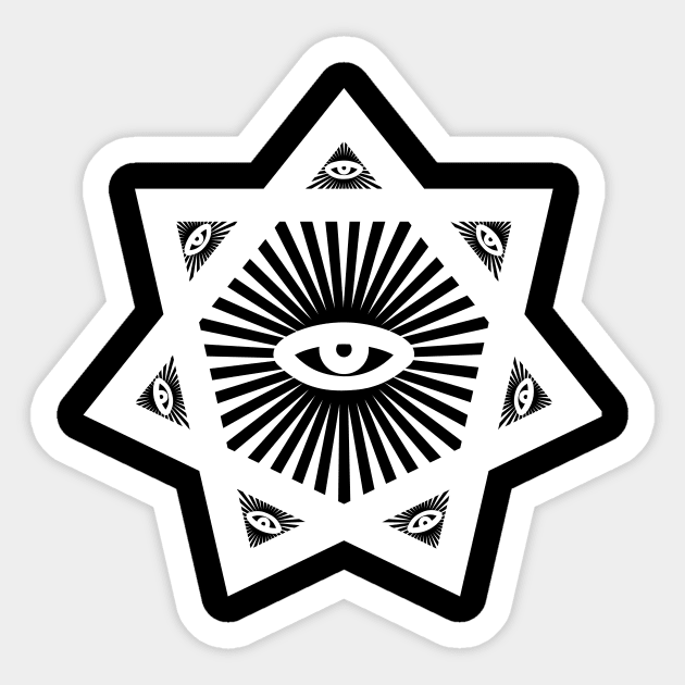 Heptagram 7 Sided Star With All Seeing Eye Scared Geometry Sticker by Nonstop Shirts